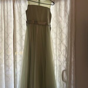 Girls Formal Tulle Maxi Dress in Sage Green